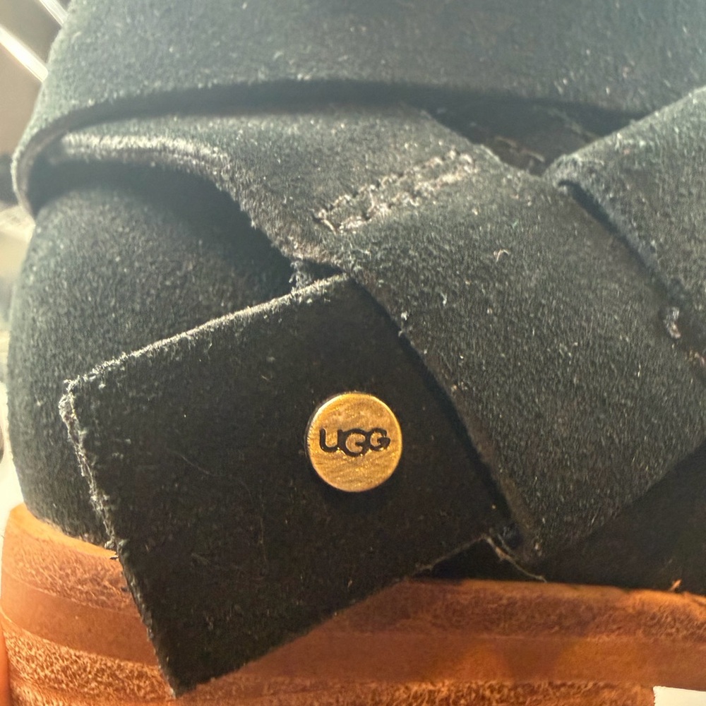 UGG BLACK ANKLE BOOT HEELS BLOCK HEEL ZIP-UP WOMENS SIZE 7 - Picture 7 of 12